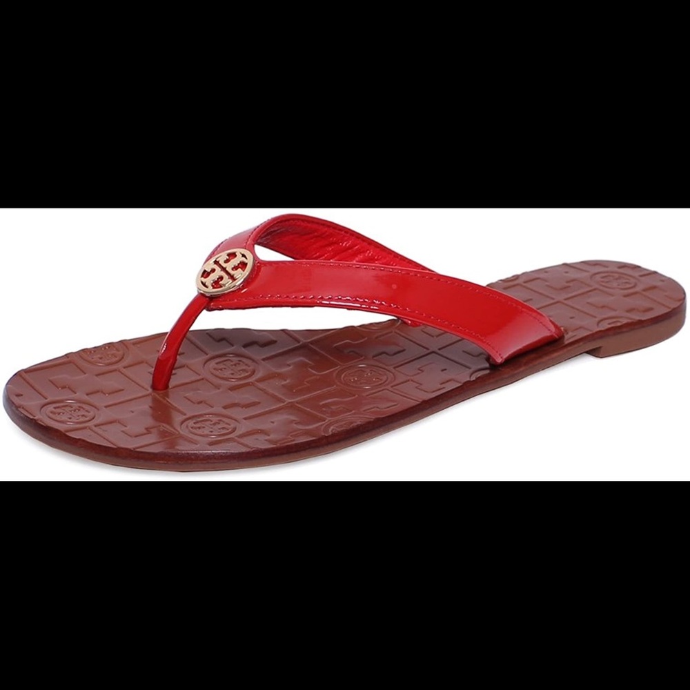 Tory Burch Red Patent Thora Thong
